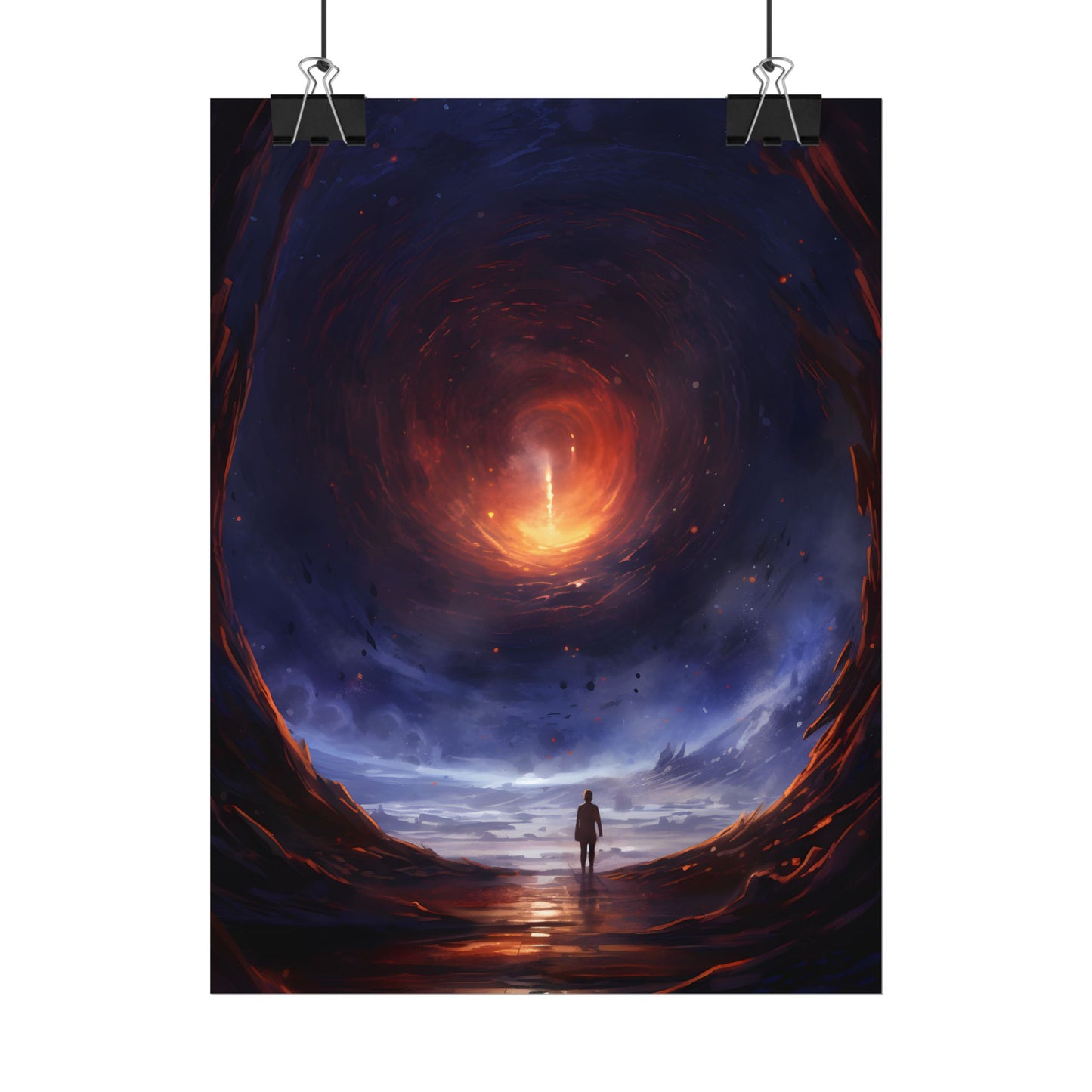 Mysterious Black Hole Cosmos: Space Art with Planetary Orbits - Poster