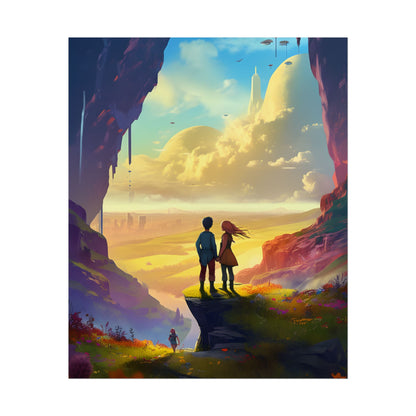Nature's Friends: Girl and Boy on Meadow Hill - Poster