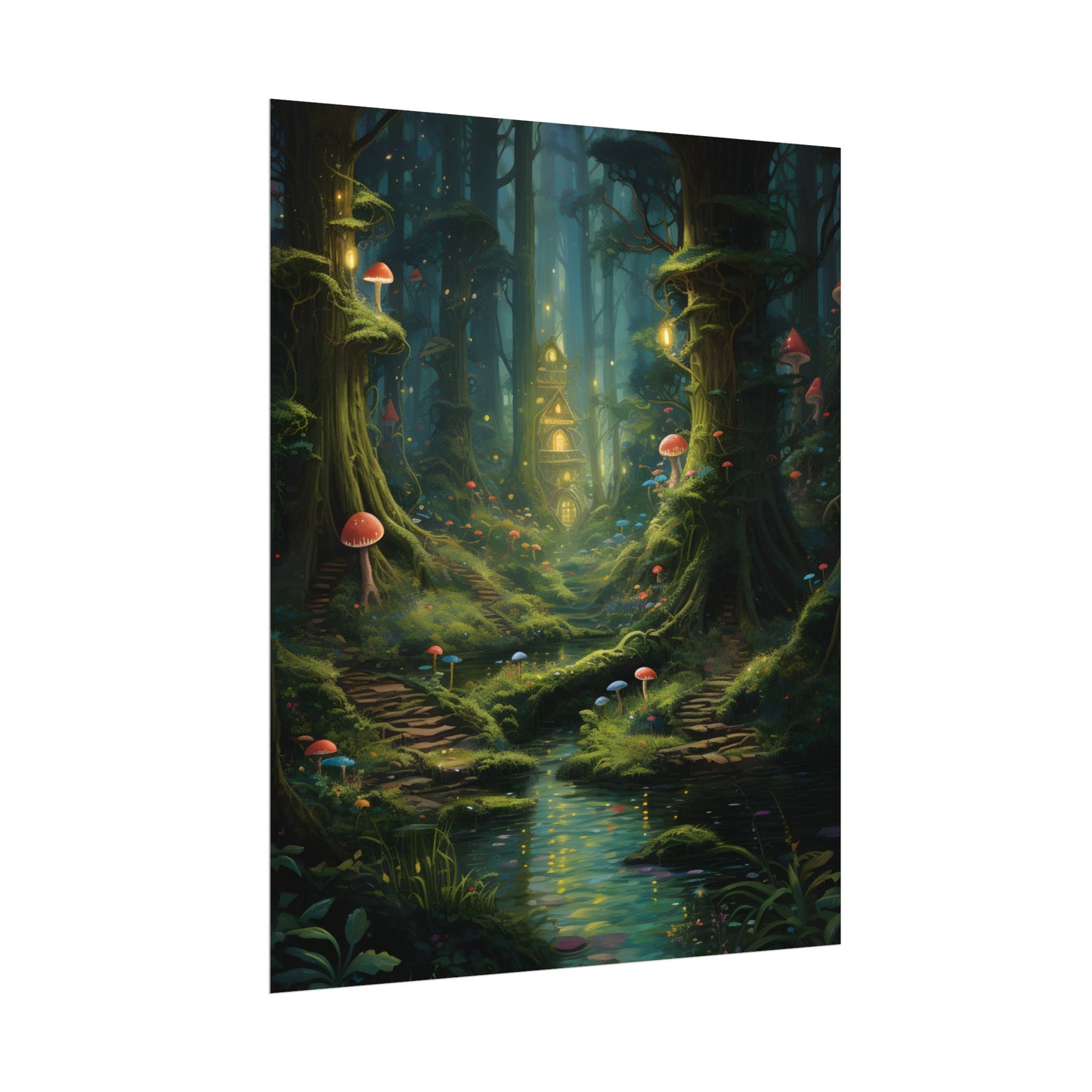 Enchanted Forest: Grimm's Fairy Tale Characters in Serene Woods - Poster