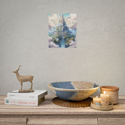 Floating City in Celestial Fantasy Realm: Whimsical Artwork - Poster