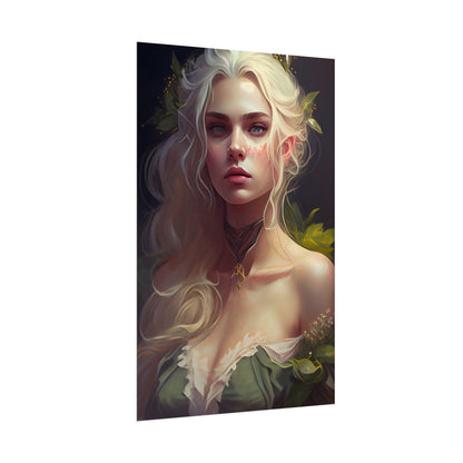 Detailed Blonde Female Portrait: Red Top Artwork - Poster