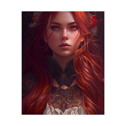 Redhead Female Portrait in a Dress - Poster