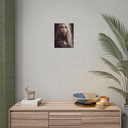 Blonde Portrait: Elegant Woman in Black Dress - Poster