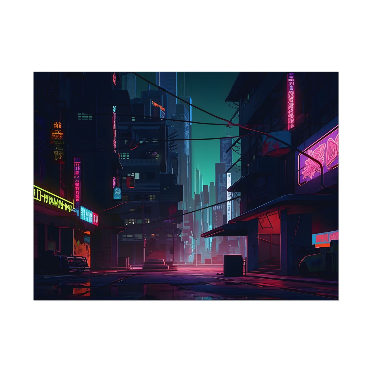 Nightfall in Neo-City: A Melancholic Cyberpunk Scene - Poster