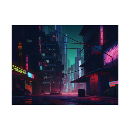 Nightfall in Neo-City: A Melancholic Cyberpunk Scene - Poster