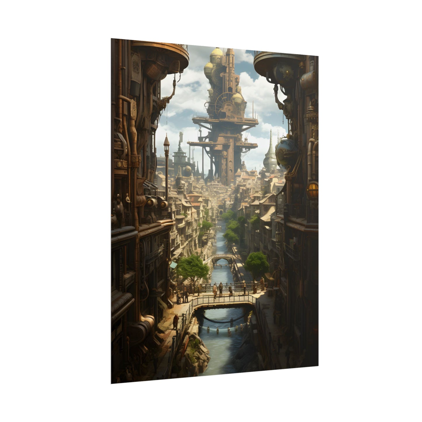 Steampunk Paris 1875: Vintage Cityscape Artwork - Poster