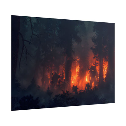 Misty Sunset Gathering: A Group in Nature's Embrace - Poster