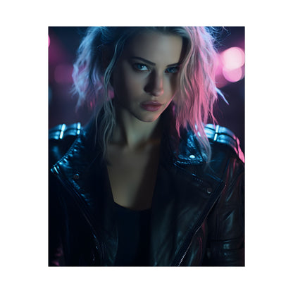 Cyberpunk Teen: Moody Expression Digital Art - Poster