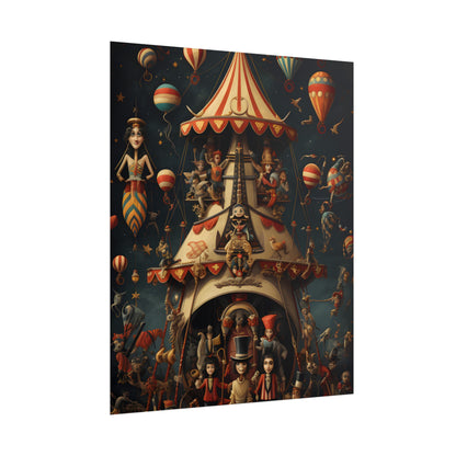 Whimsical Clockwork Circus: Fantastical Artwork in Vibrant Colors - Poster