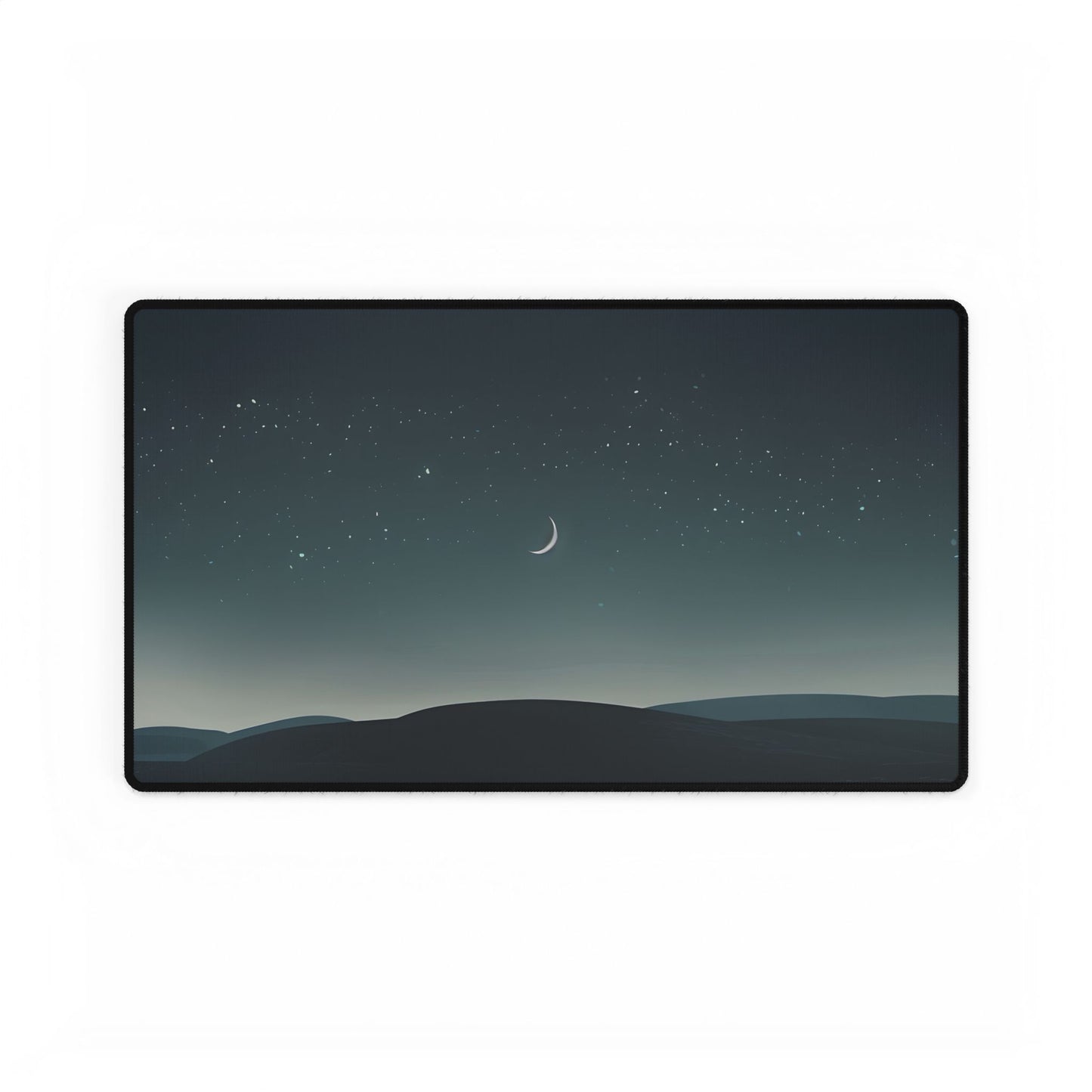 Minimalist Night Sky: Blue-Gray Evening Scene Digital Art - Desk Mat