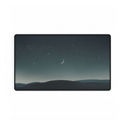 Minimalist Night Sky: Blue-Gray Evening Scene Digital Art - Desk Mat