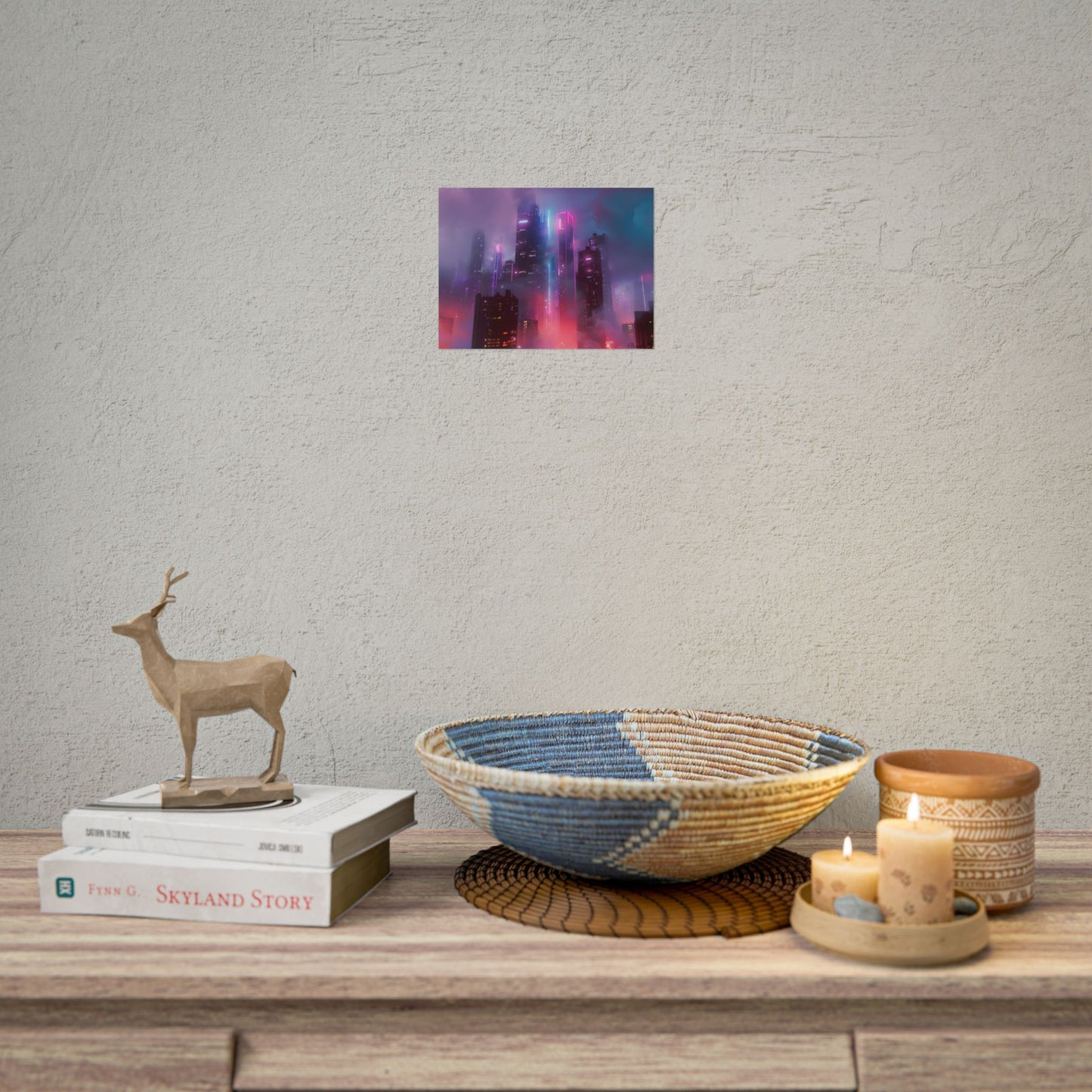 Futuristic Cityscape: Neon Dreams in the Urban Sky - Poster