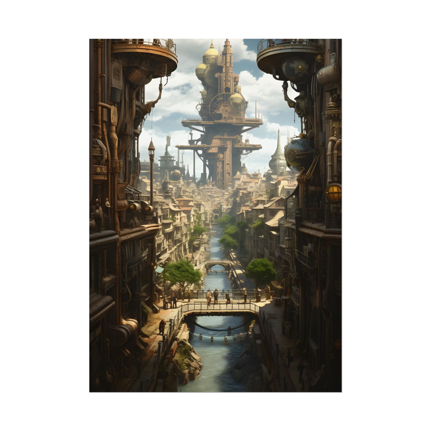 Steampunk Paris 1875: Vintage Cityscape Artwork - Poster