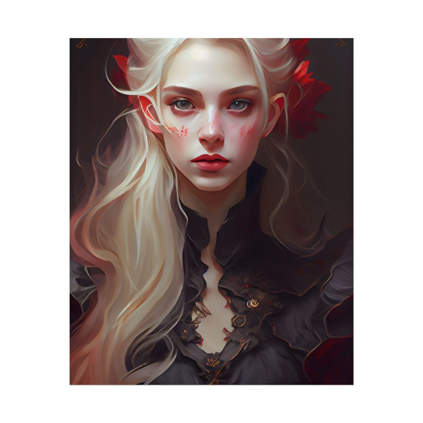Beautiful Blonde Portrait: A Stunning Female in Black Top - Poster