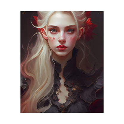 Beautiful Blonde Portrait: A Stunning Female in Black Top - Poster