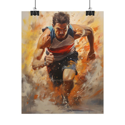 Passionate Athlete in Motion: Determined Sports Art - Poster