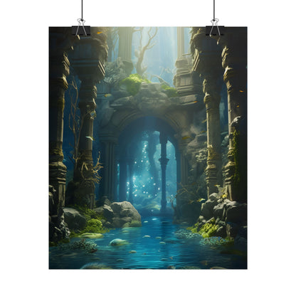Mysterious Sunken Ancient Civilization: Underwater Artwork - Poster