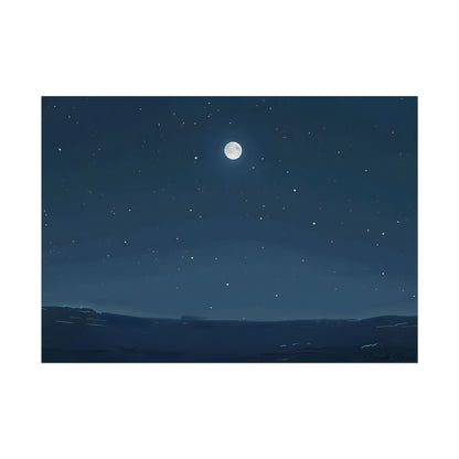 Starry Night Sky: Minimalist Beauty in Blue - Poster
