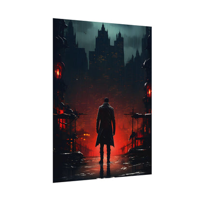 Urban Fantasy Detective: Cityscape at Dusk - Noir Artwork - Poster