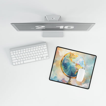 Vintage-Style Globe: World Map with Iconic Features - Desk Mat