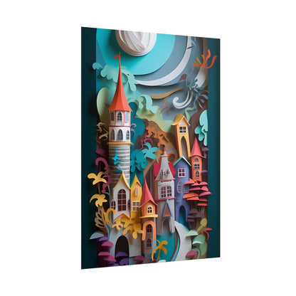 Eye-Catching European Landscape: Paper Quilling Artwork - Poster