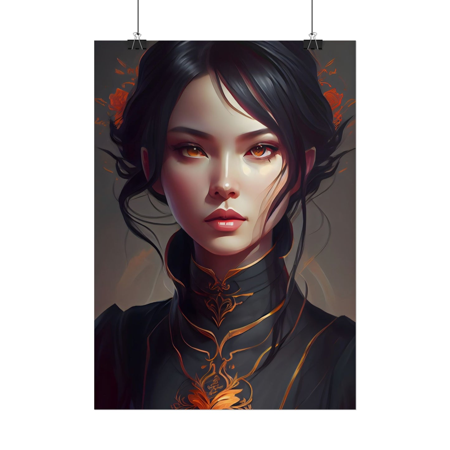 Realistic Female Portrait in Elegant Dress - Poster