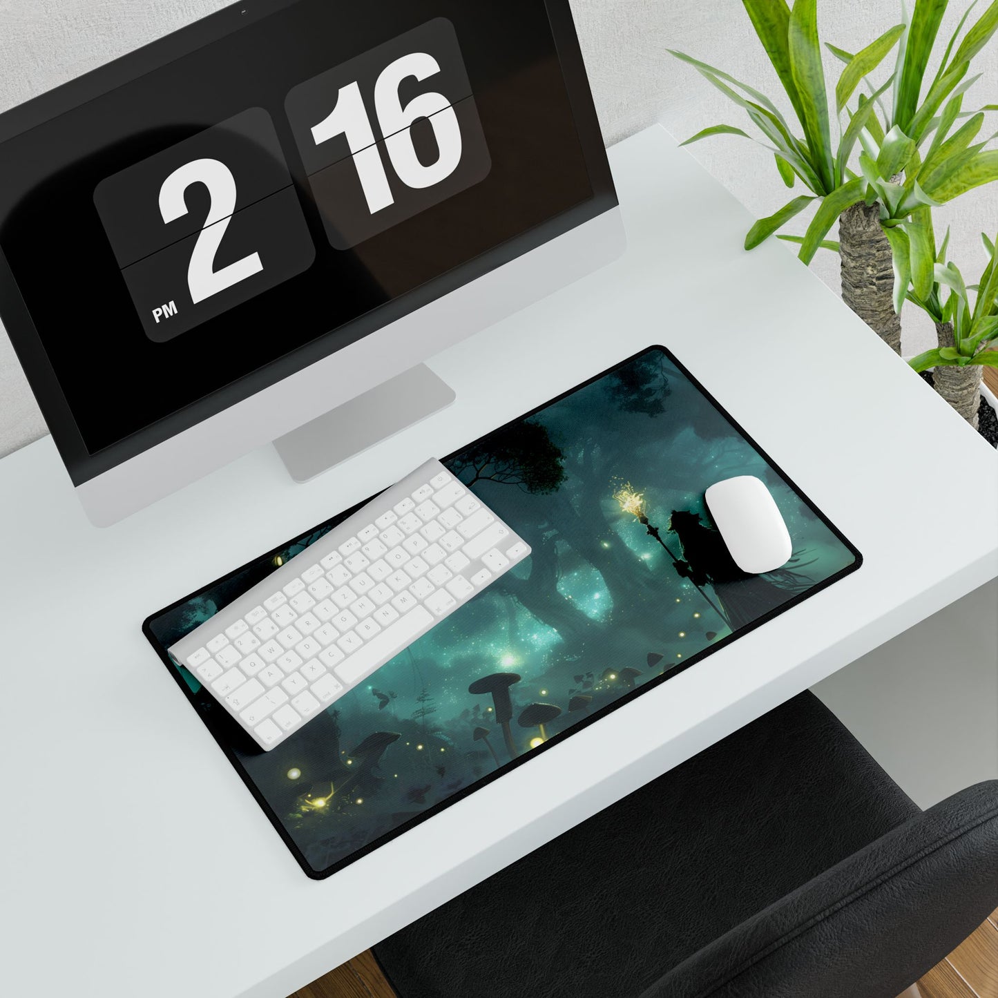 Mystical Forest Sanctuary: Ancient Secrets Revealed - Desk Mat