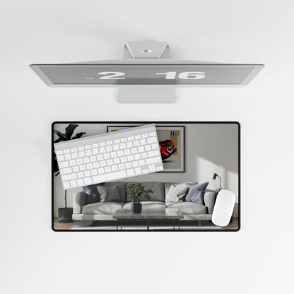Minimalist Modern Living Room: Neutral Colors & Natural Light Art - Desk Mat