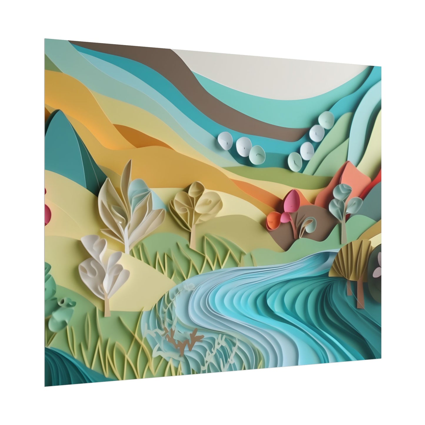 Magical Peaceful Beach: Realistic Paper Quilling Art - Poster
