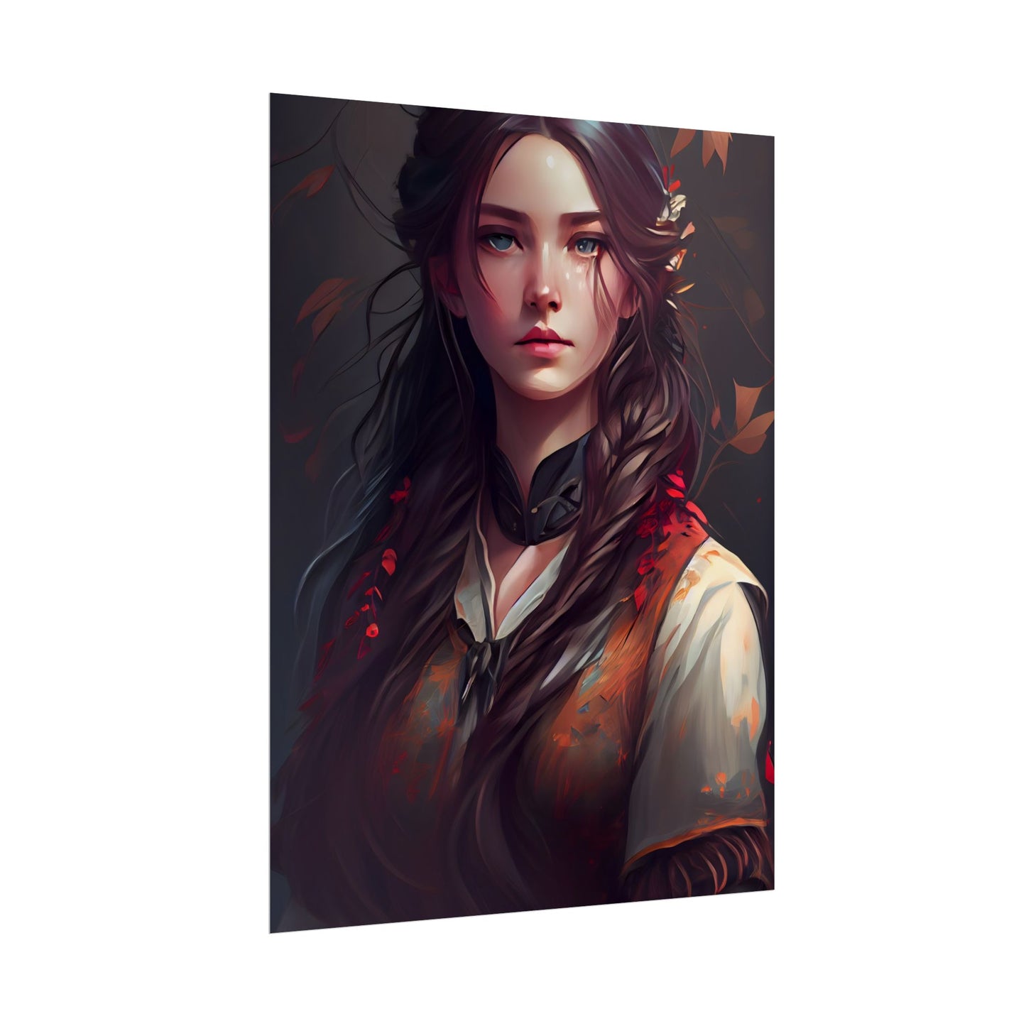 Vibrant Portrait: Brown Hair, Green Eyes Artwork - Poster
