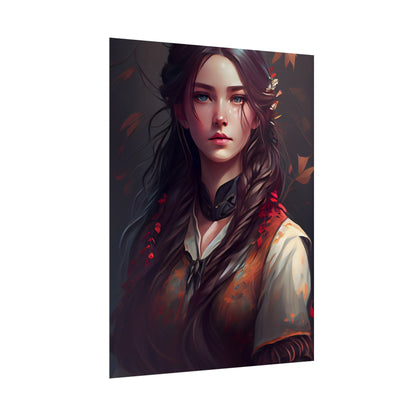 Vibrant Portrait: Brown Hair, Green Eyes Artwork - Poster
