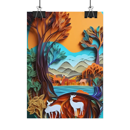 Vibrant African Landscape: Eye-Catching Paper Quilling Art - Poster
