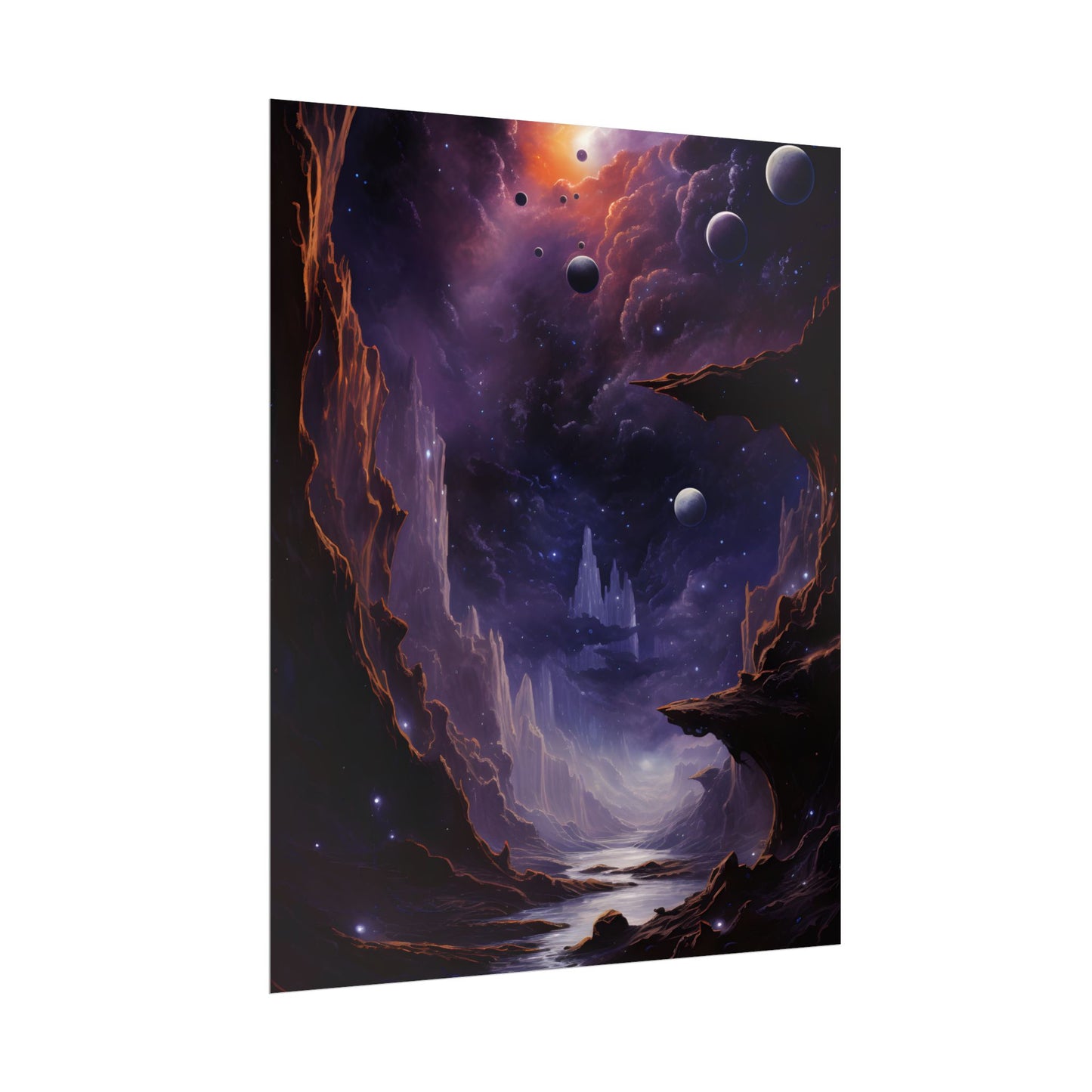 Black Hole Cosmic Odyssey: A Massive Planet's Journey Through Space - Poster