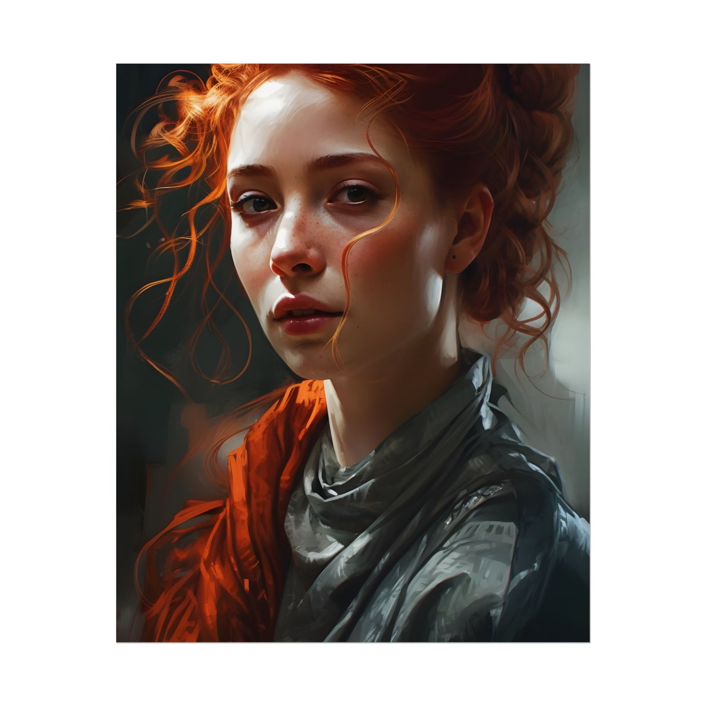 Astonishing Redhead Portrait: Neutral Expression Art - Poster