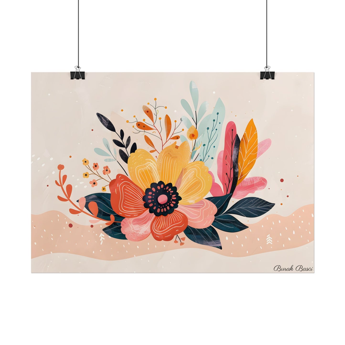 Blooming Growth: Vibrant Flower Artwork - Poster
