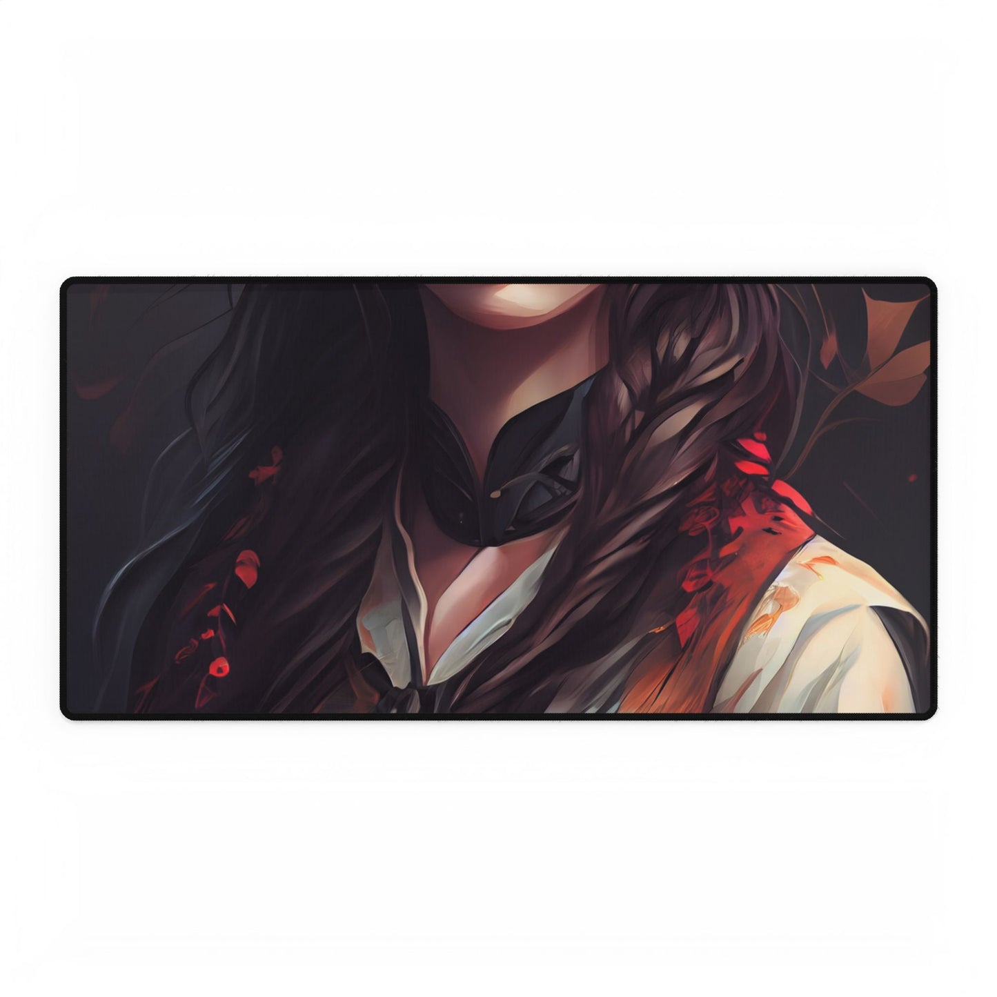 Vibrant Portrait: Brown Hair, Green Eyes Artwork - Desk Mat