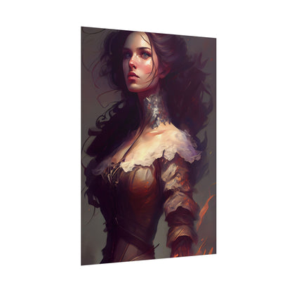 Lovely Brown Hair Portrait: Stunning Female Art - Poster