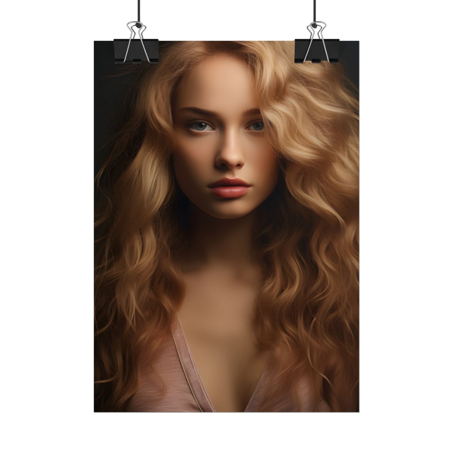 Modern Blonde Woman: Minimalist Style Portrait - Poster