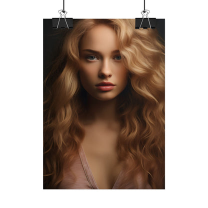 Modern Blonde Woman: Minimalist Style Portrait - Poster