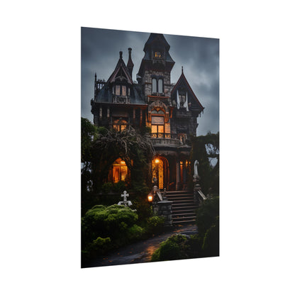 Spooky Victorian Mansion: Atmospheric Haunted Artwork - Poster