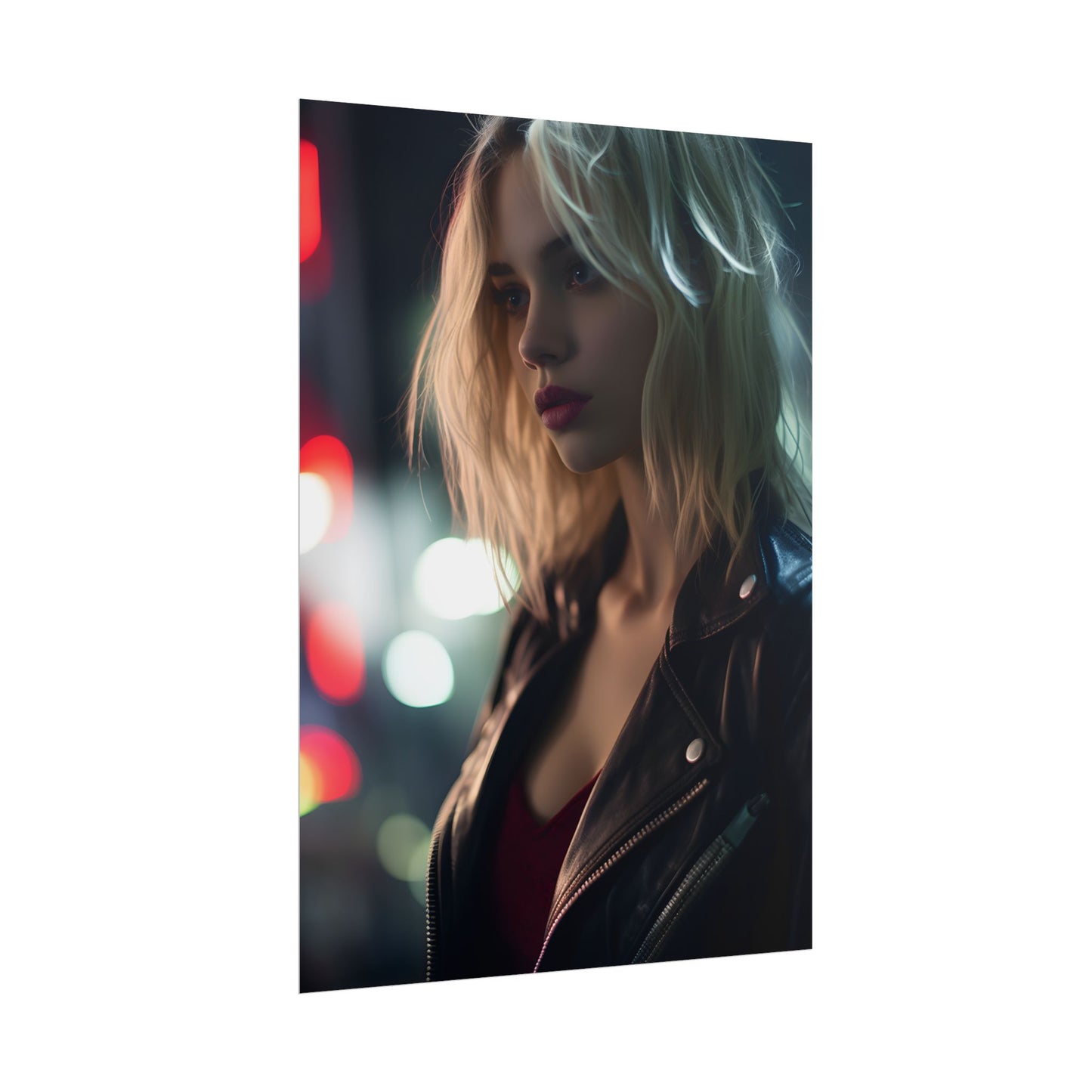 Cyberpunk Youth: Close-Up Portrait - Poster