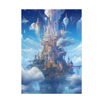 Floating City in Celestial Fantasy Realm: Dreamlike Digital Art - Poster