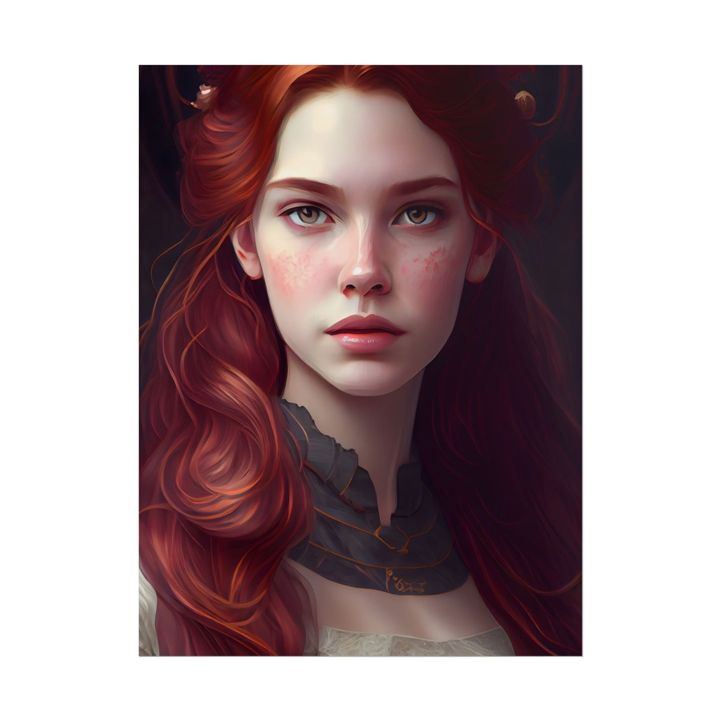 Beautiful Redhead Female Portrait: Classic Timeless Artwork - Poster