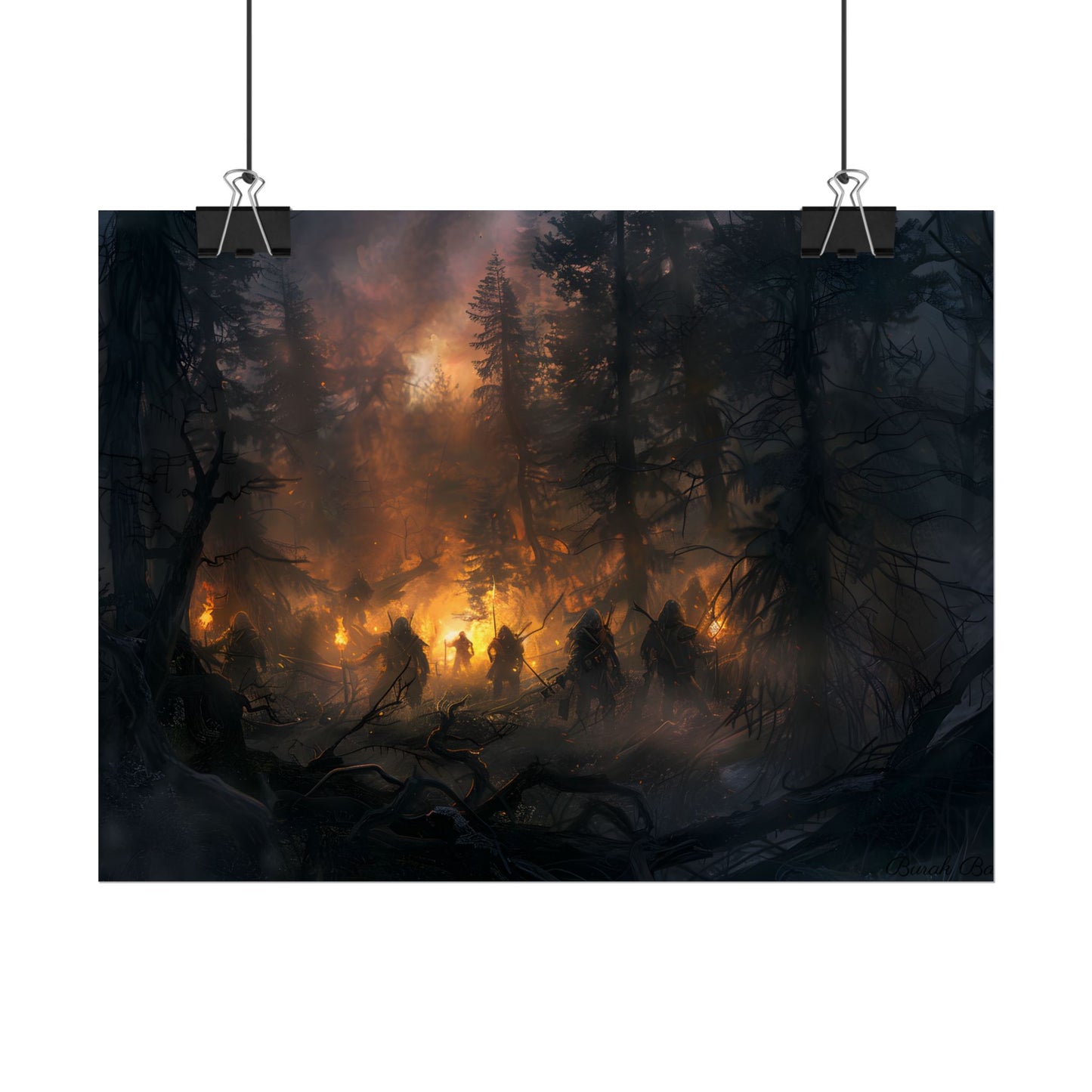 Tranquil Forest Sunset: People Connecting with Nature - Poster