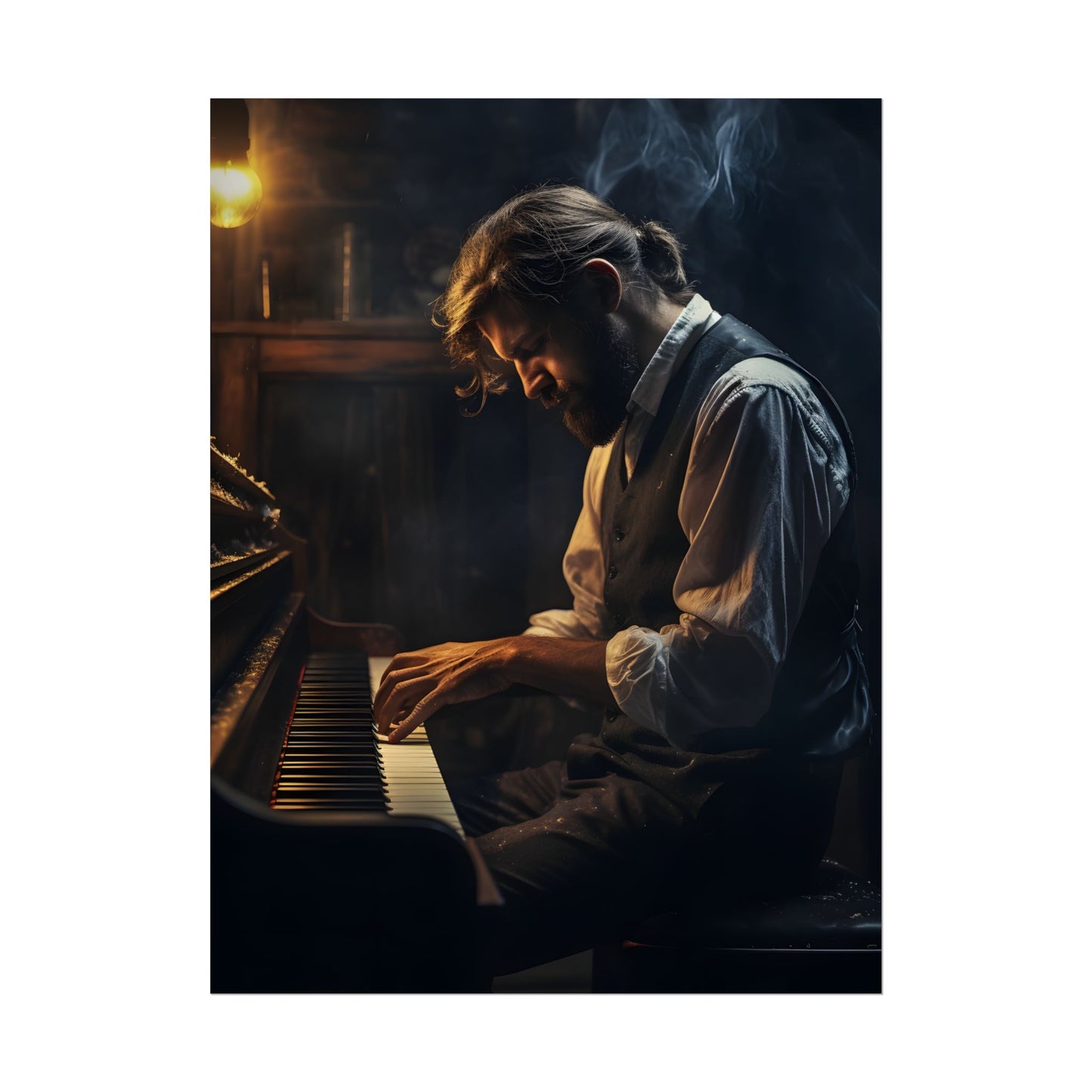 Mysterious Piano Maestro: Musical Artwork - Poster