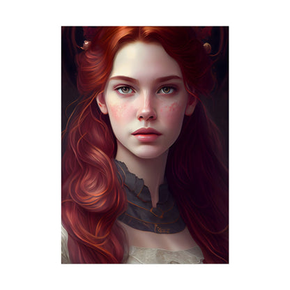 Beautiful Redhead Female Portrait: Classic Timeless Artwork - Poster