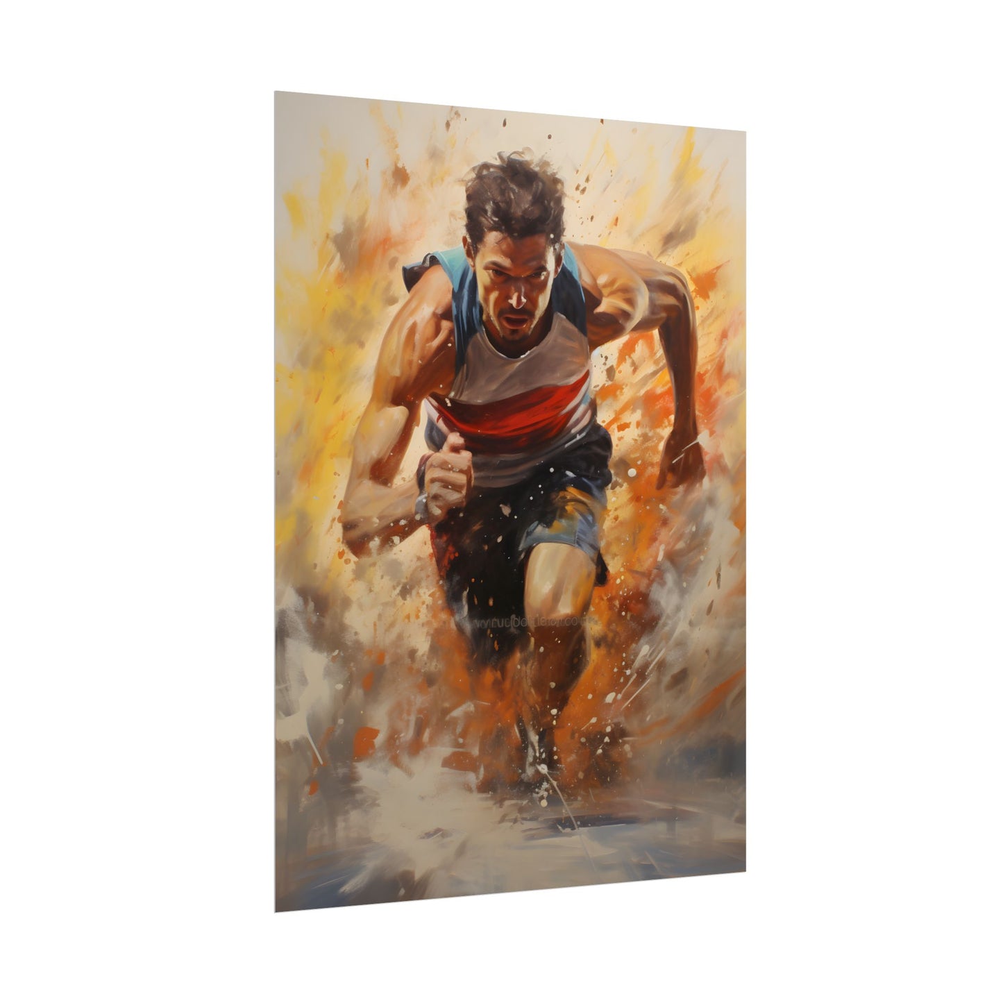 Passionate Athlete in Motion: Determined Sports Art - Poster