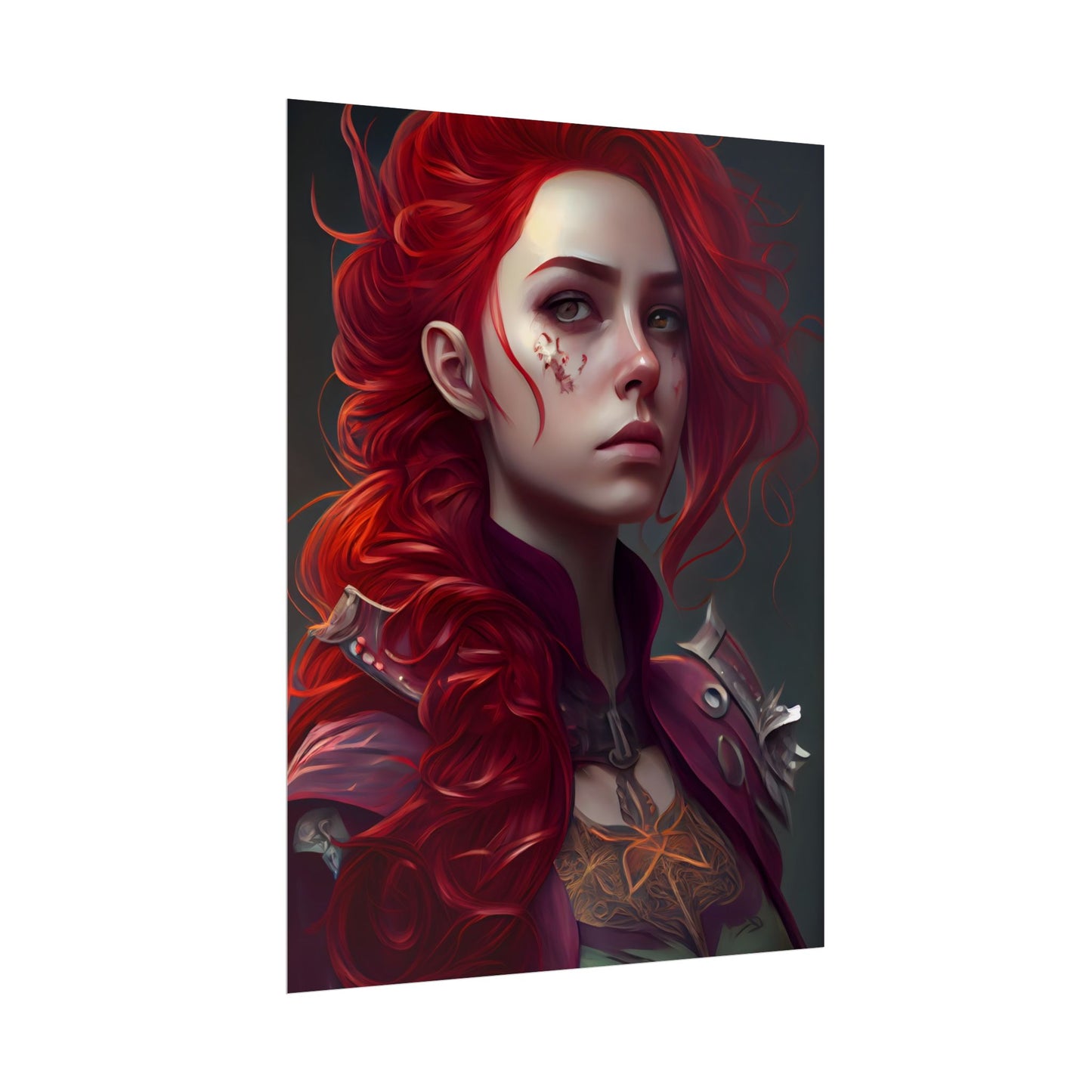 Realistic Red Hair Portrait: Soft Light Artwork - Poster