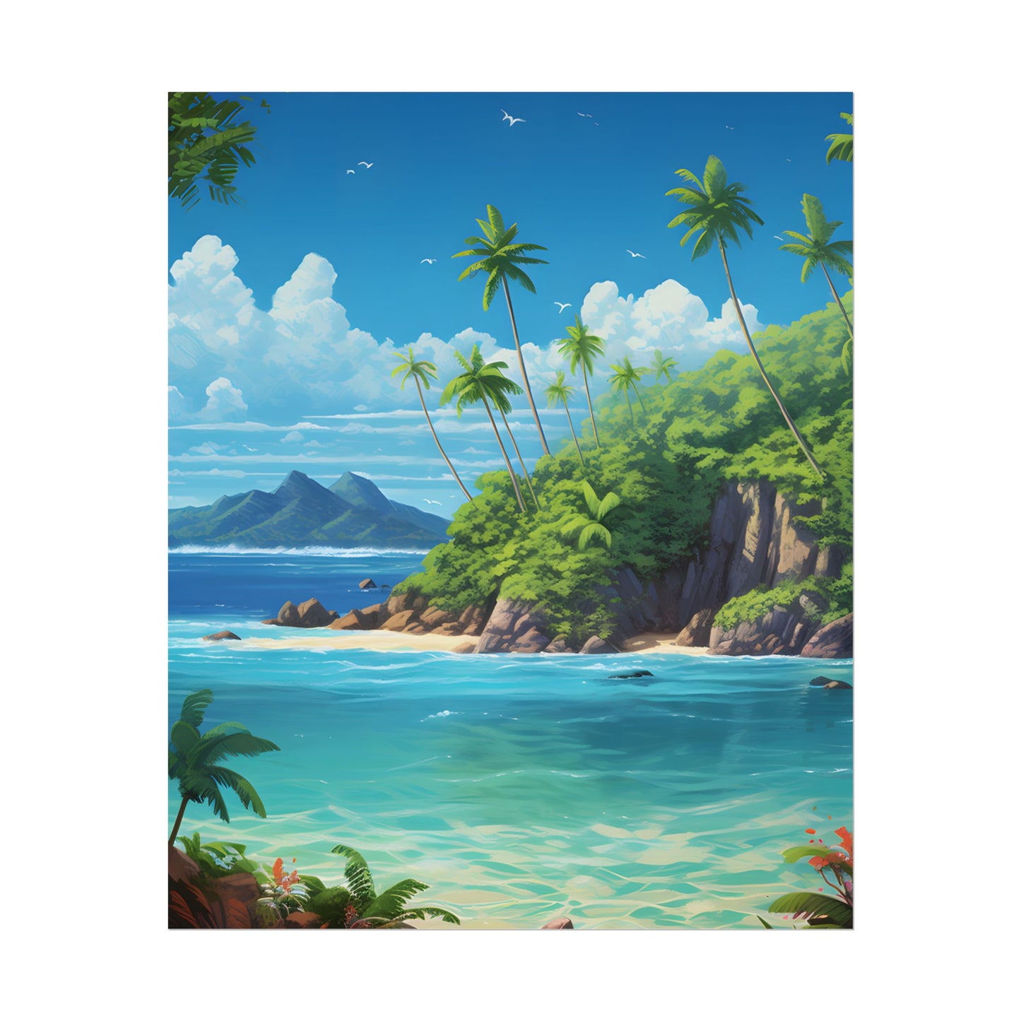 Tranquil Tropical Paradise: Calming Island Scene Art - Poster