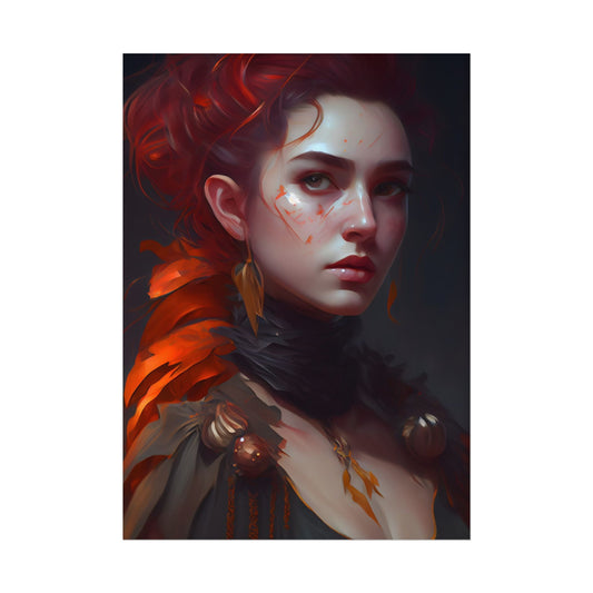 Beautiful Redhead Female Portrait: Stunning Artwork - Poster